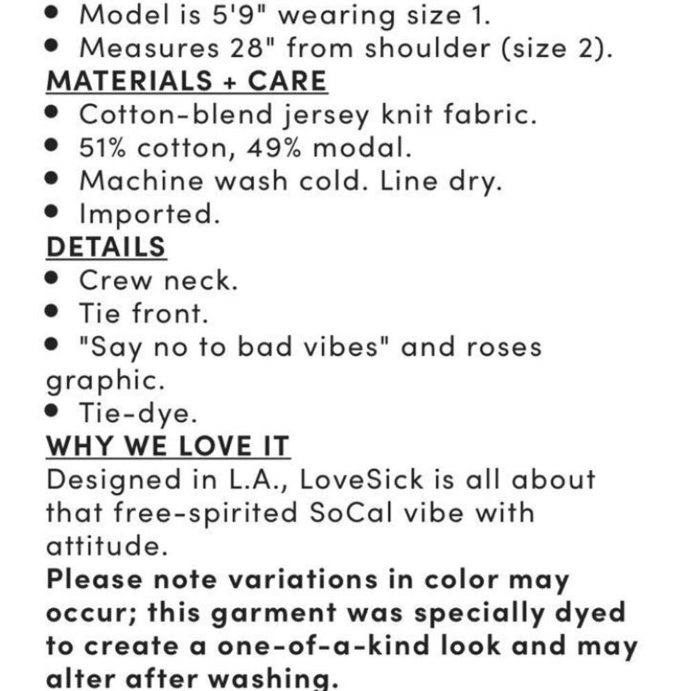 Torrid VIBES TIE-DYE LOVESICK TIE-FRONT TEE - Picture 6 of 9
